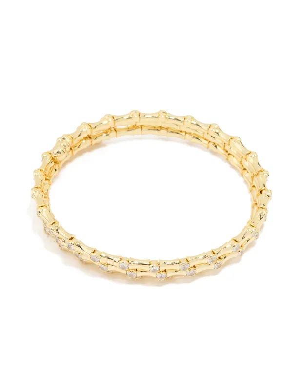 Gold Plated Diamante Spiral Bangle sold by lovisa