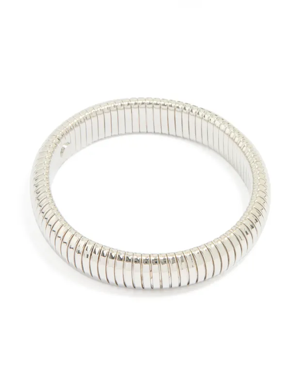Silver Ribbed Tube Stretch Bracelet sold by lovisa