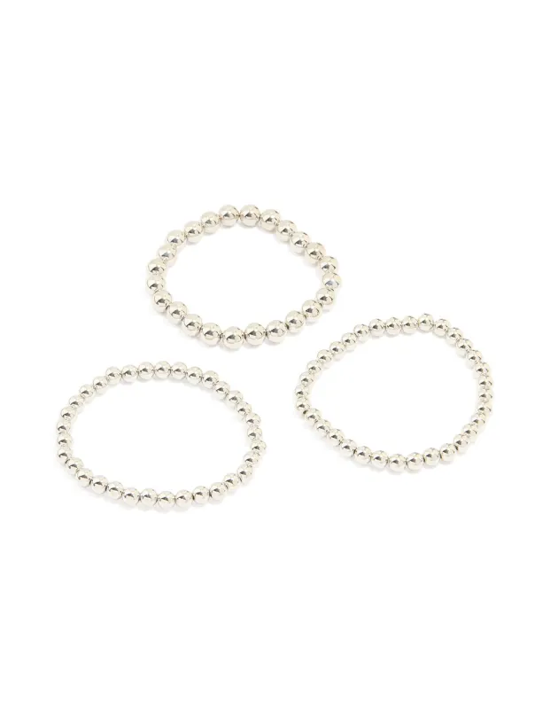Silver Ball Stretch Bracelet 3-Pack sold by lovisa
