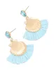 Gold Shell Blue Raffia Diamante Earrings sold by lovisa