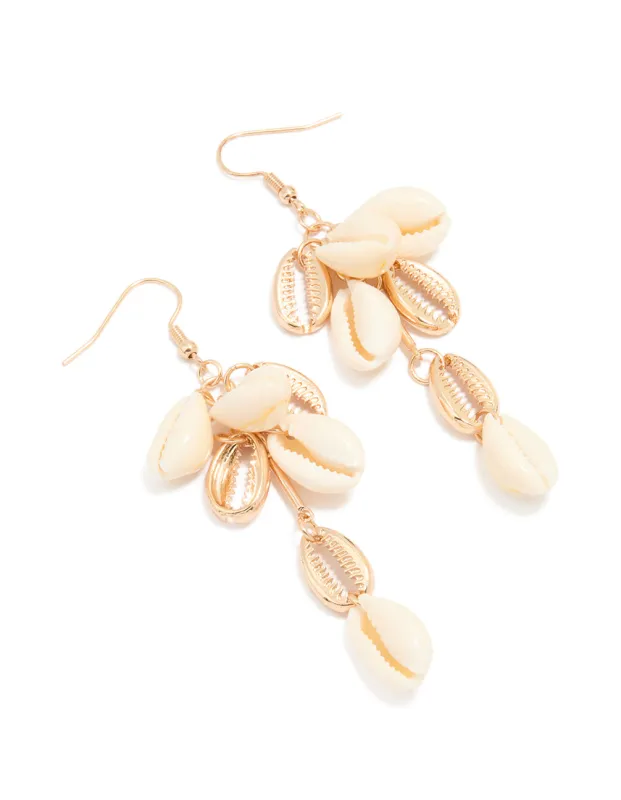 Gold Genuine Shell Cluster Drop Earrings sold by lovisa