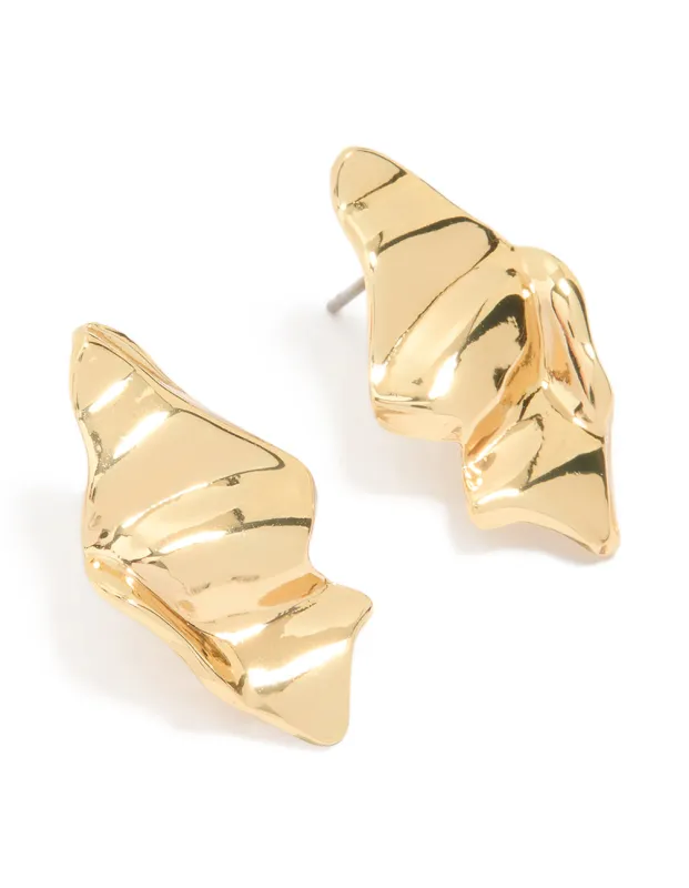 Gold Plated Organic Wavy Teardrop Stud Earrings sold by lovisa