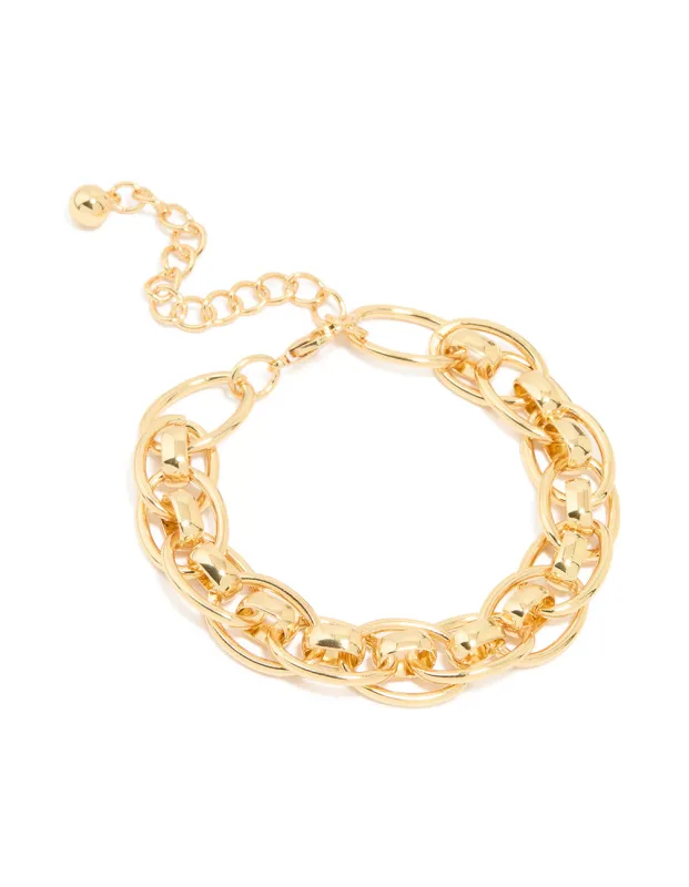 Gold Plated Intertwined Oval Link Bracelet sold by lovisa