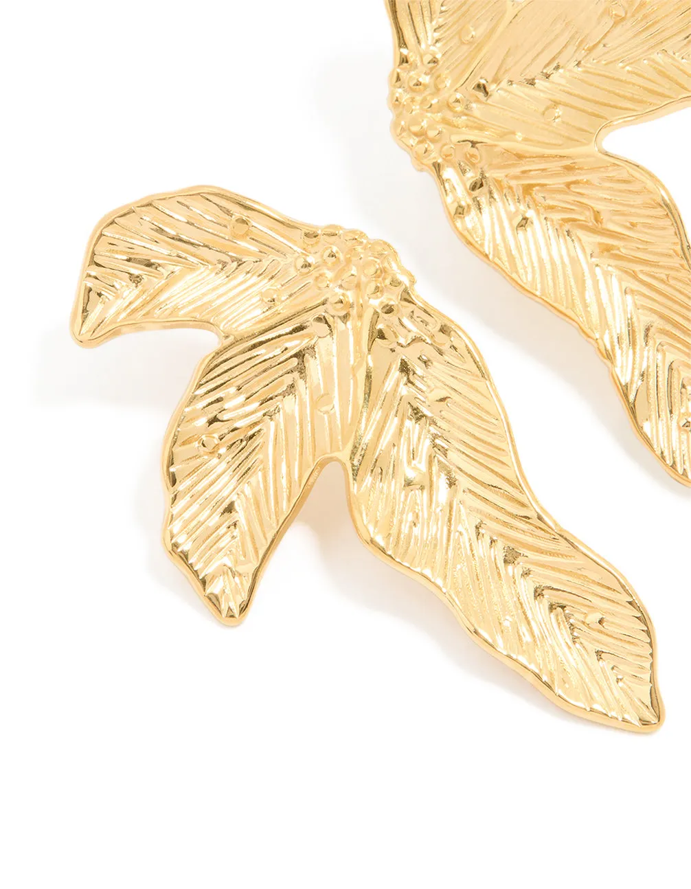 Waterproof Gold Plated Stainless Steel Etched Leaf Earrings sold by lovisa product image thumbnail 2