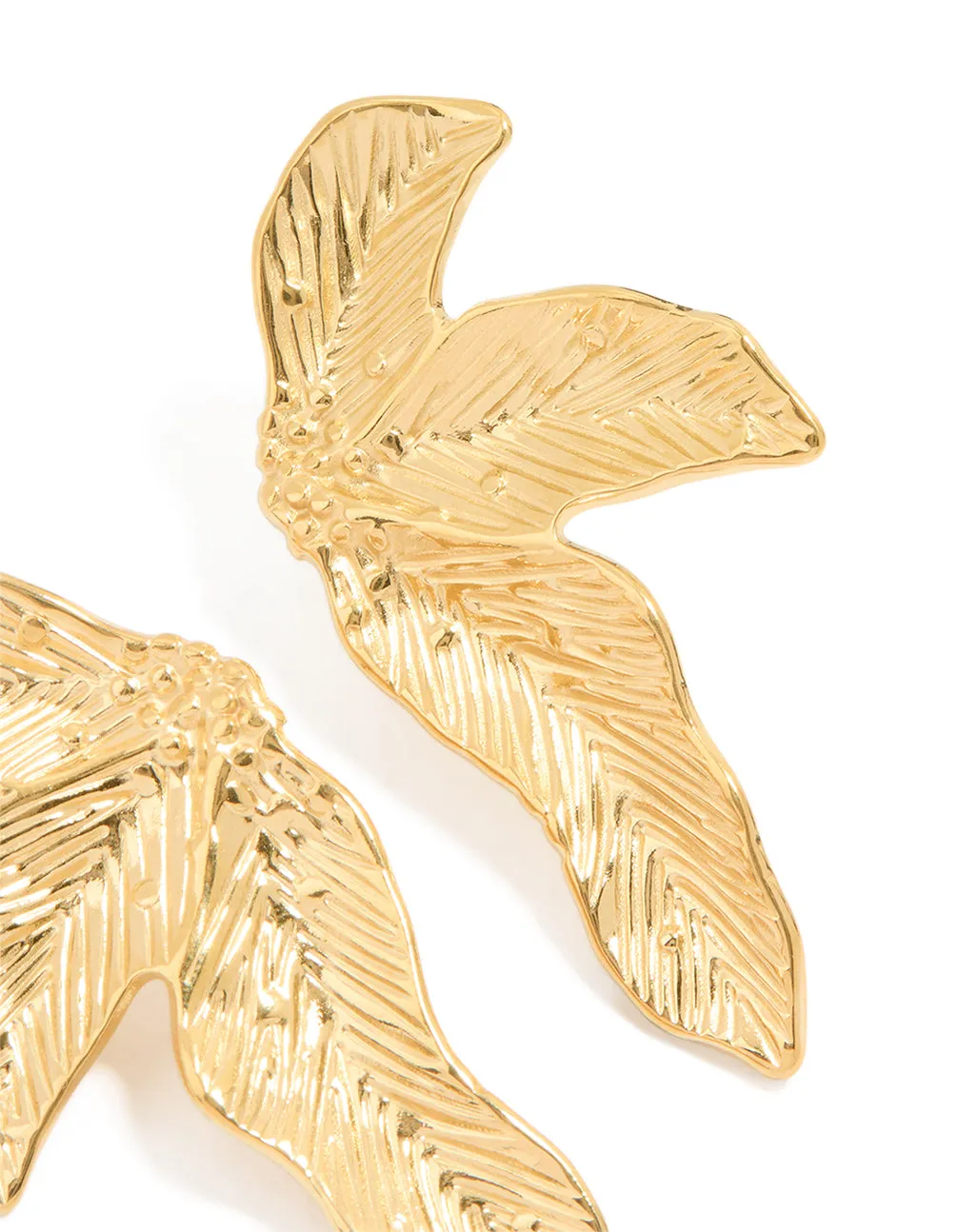 Waterproof Gold Plated Stainless Steel Etched Leaf Earrings sold by lovisa product image thumbnail 3