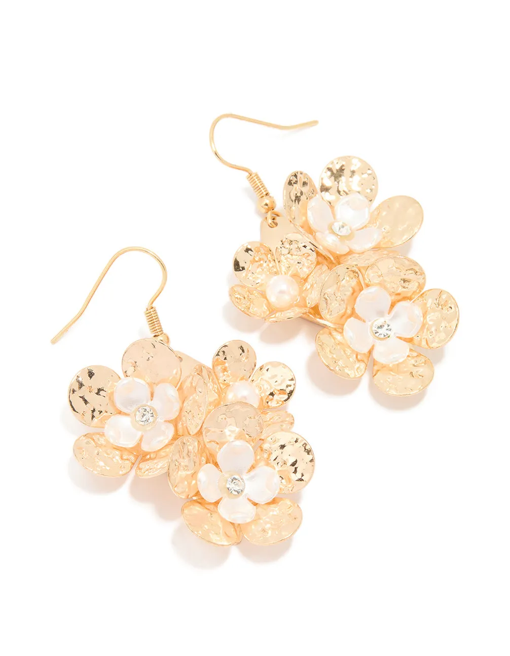Gold Pearl Flower Drop Earrings sold by lovisa