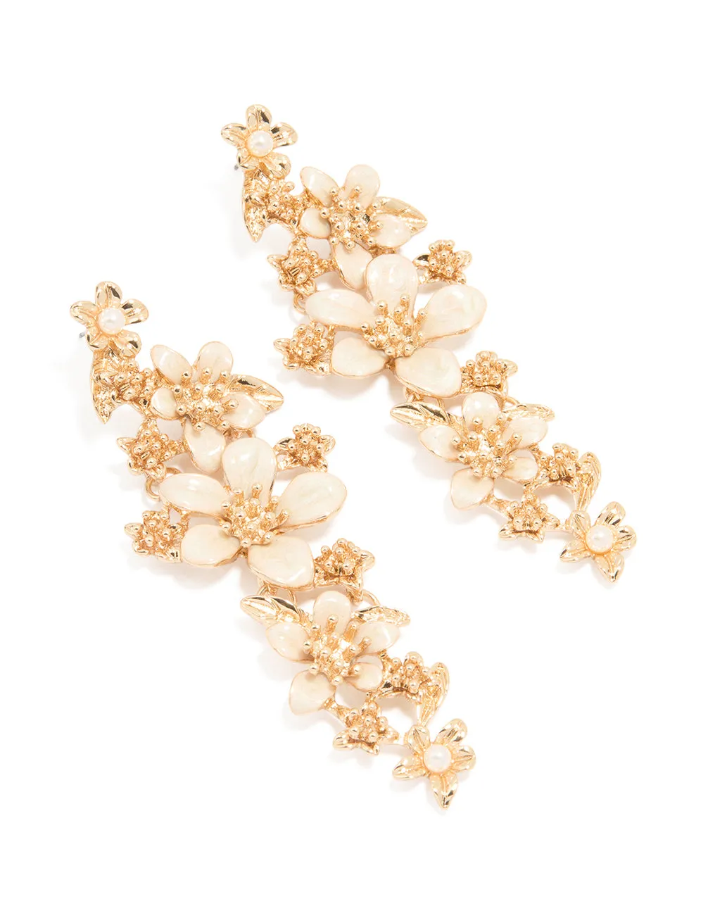 Gold Enamel Flower Drop Earrings sold by lovisa