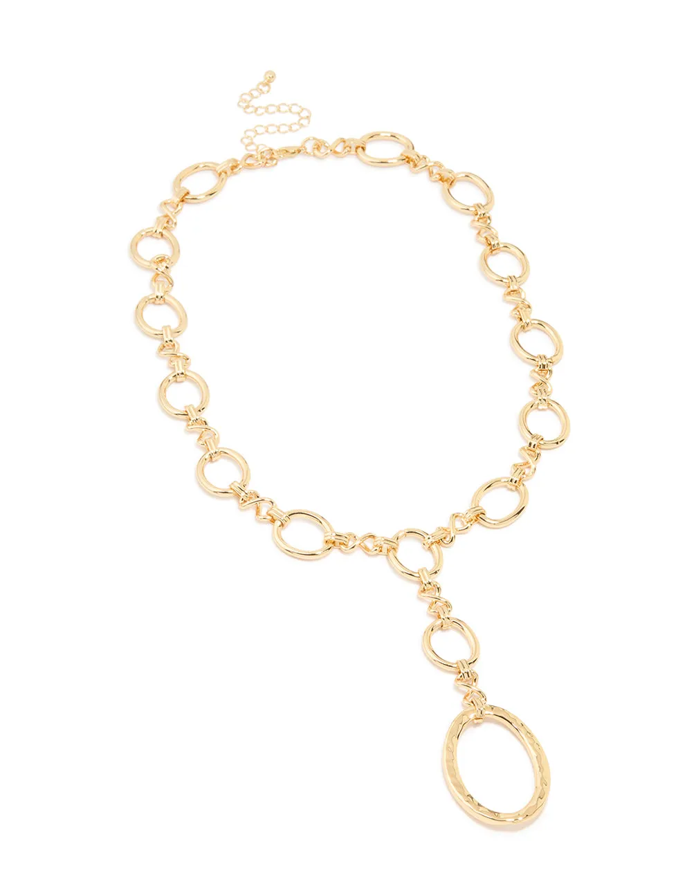 Gold Plated Oval Link Hammered Large Y-Necklace sold by lovisa product image thumbnail 2