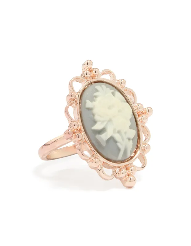 Rose Gold Flower Cameo Ring sold by lovisa