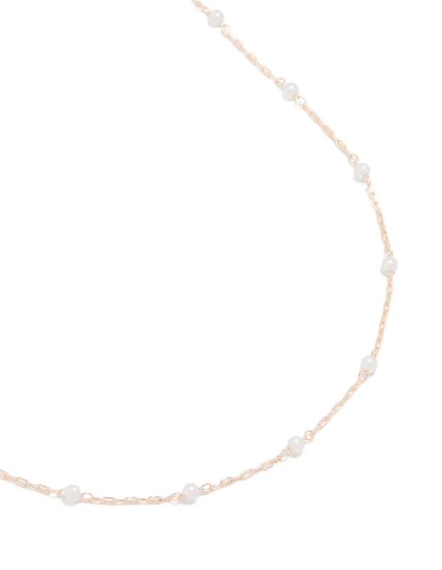 Rose Gold Pearl Fine Station Necklace sold by lovisa