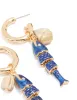 Gold Blue Fish Charm Hoop Earrings sold by lovisa