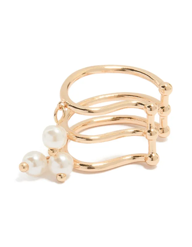 Gold Pearl Layered Ear Cuff sold by lovisa