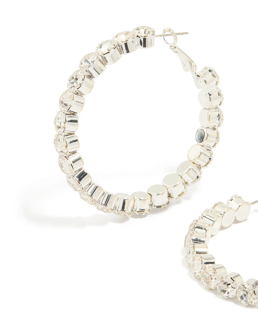 Silver Diamante Detailed Thick Hoop Earrings sold by lovisa product image thumbnail 2