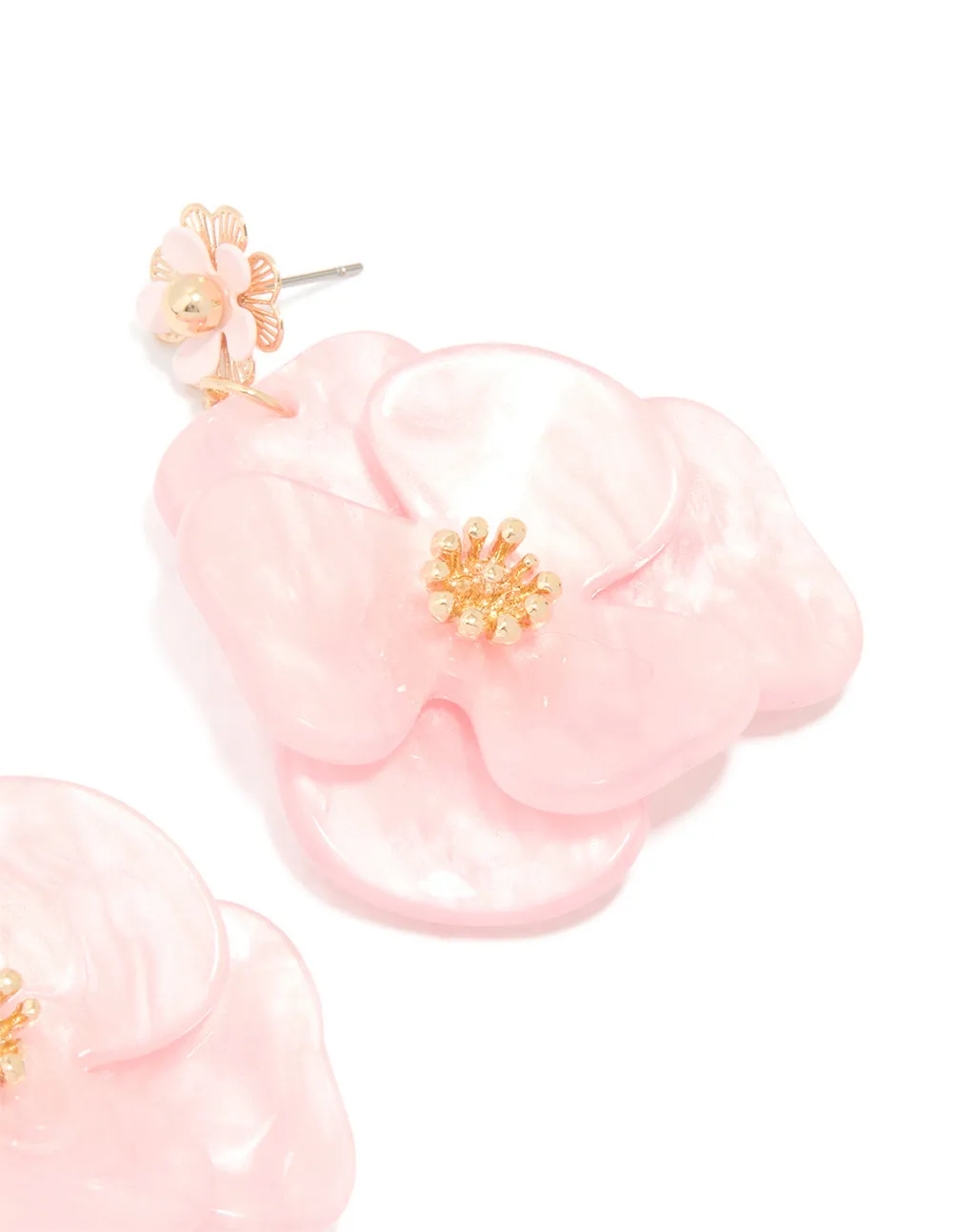 Gold Pink Acrylic Flower Drop Earrings sold by lovisa product image thumbnail 3