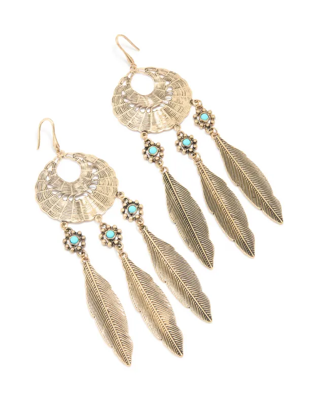 Antique Gold Large Dreamcatcher Earrings sold by lovisa