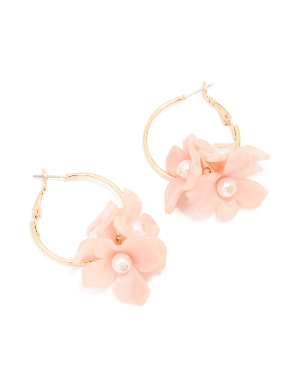 Gold Pink Acrylic Flower Drop Earrings sold by lovisa