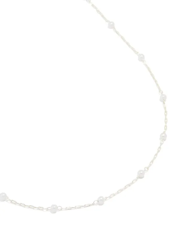 Silver Pearl Fine Station Necklace sold by lovisa