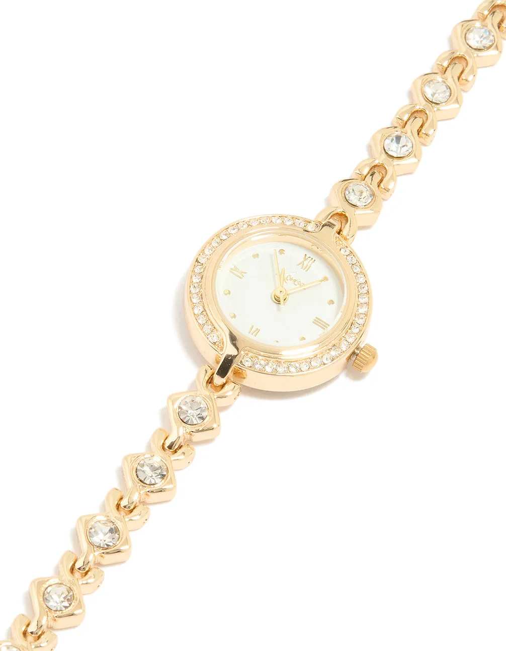 Gold Diamante Dainty Round Watch sold by lovisa