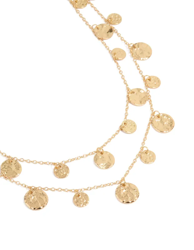 Gold Mini Organic Disc Layered Necklace sold by lovisa