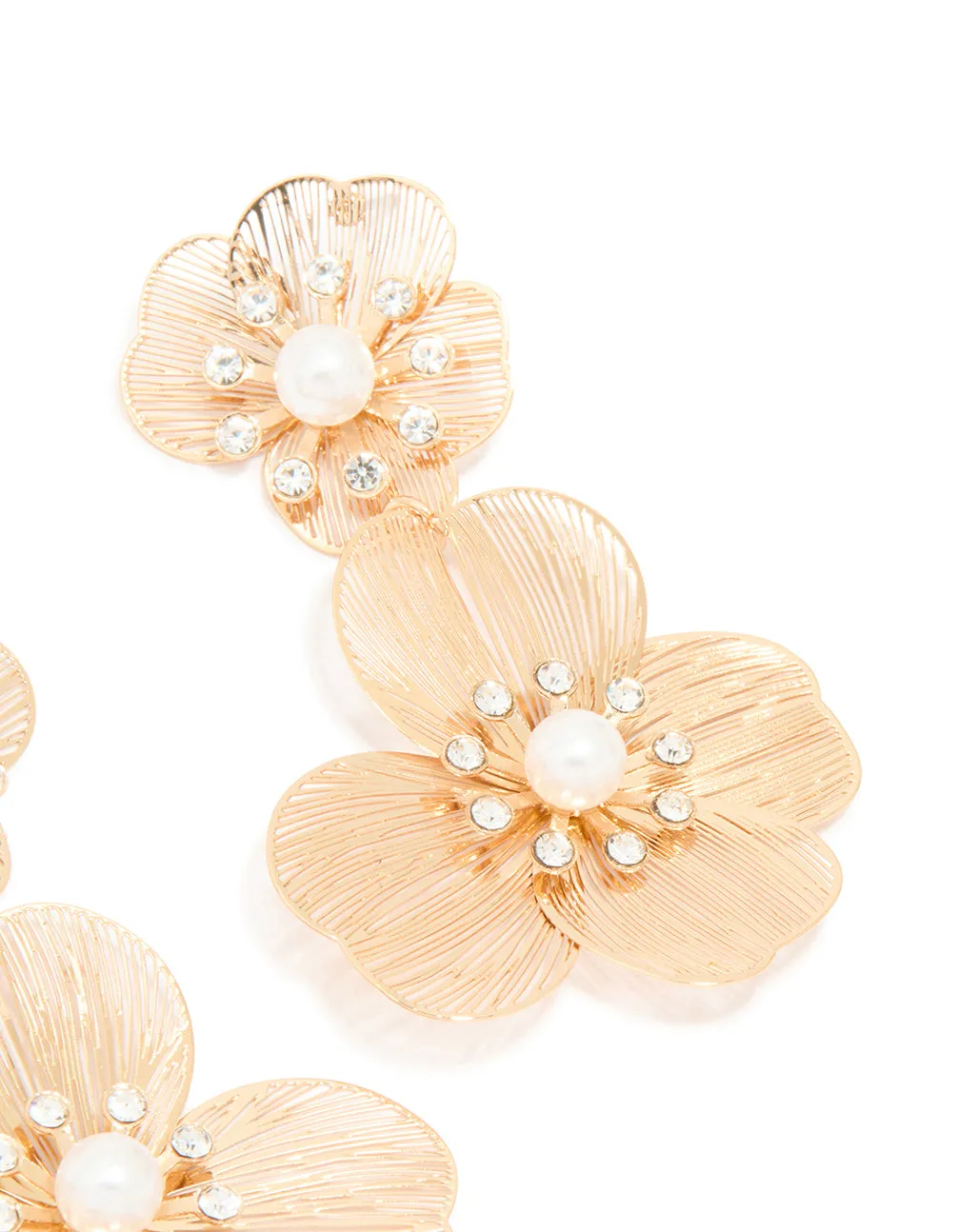Gold Pearl Flower Drop Earrings sold by lovisa product image thumbnail 3