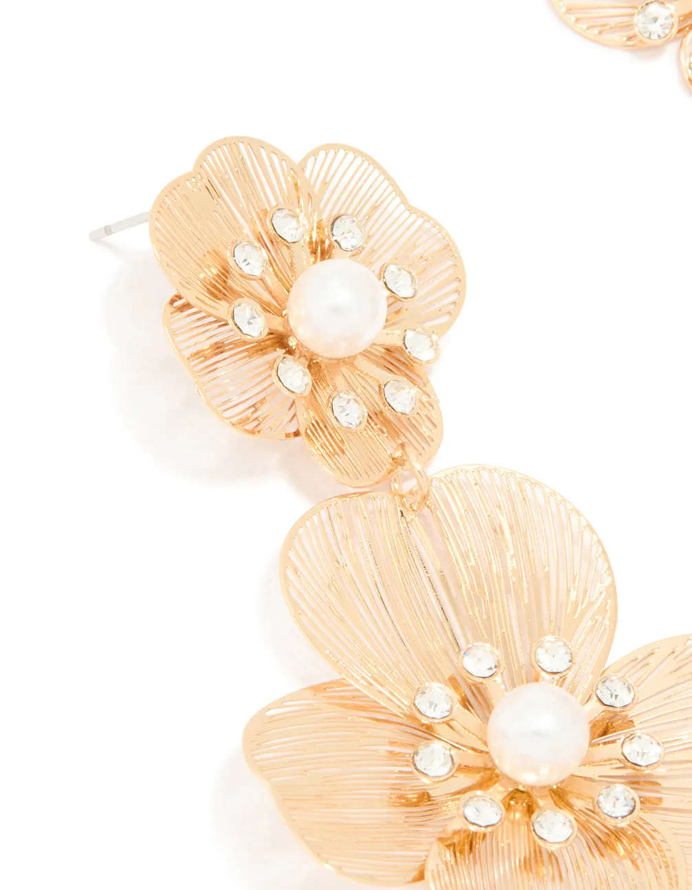 Gold Pearl Flower Drop Earrings sold by lovisa product image thumbnail 2