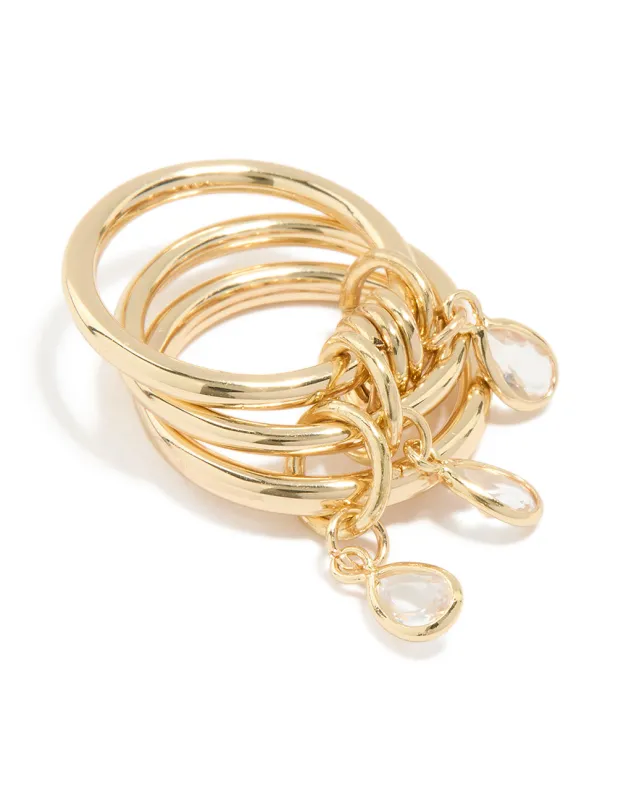 Gold Plated Cubic Zirconia Charm Interlocked Layered Ring sold by lovisa