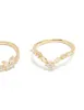 Gold Plated Cubic Zirconia Butterfly & Pointed Rings 3-Pack sold by lovisa