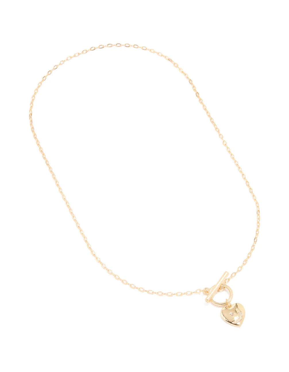 Gold Puffy Heart T-Bar Necklace sold by lovisa product image thumbnail 2