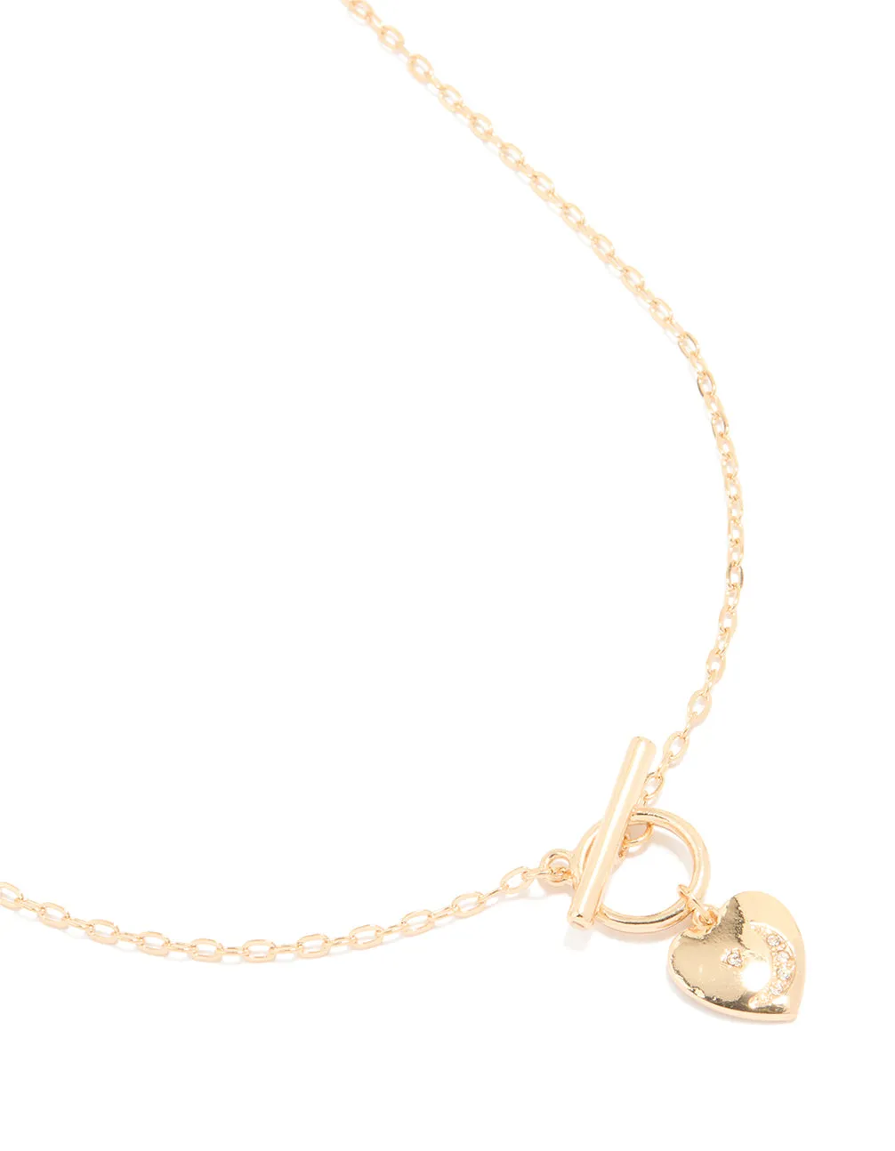Gold Puffy Heart T-Bar Necklace sold by lovisa
