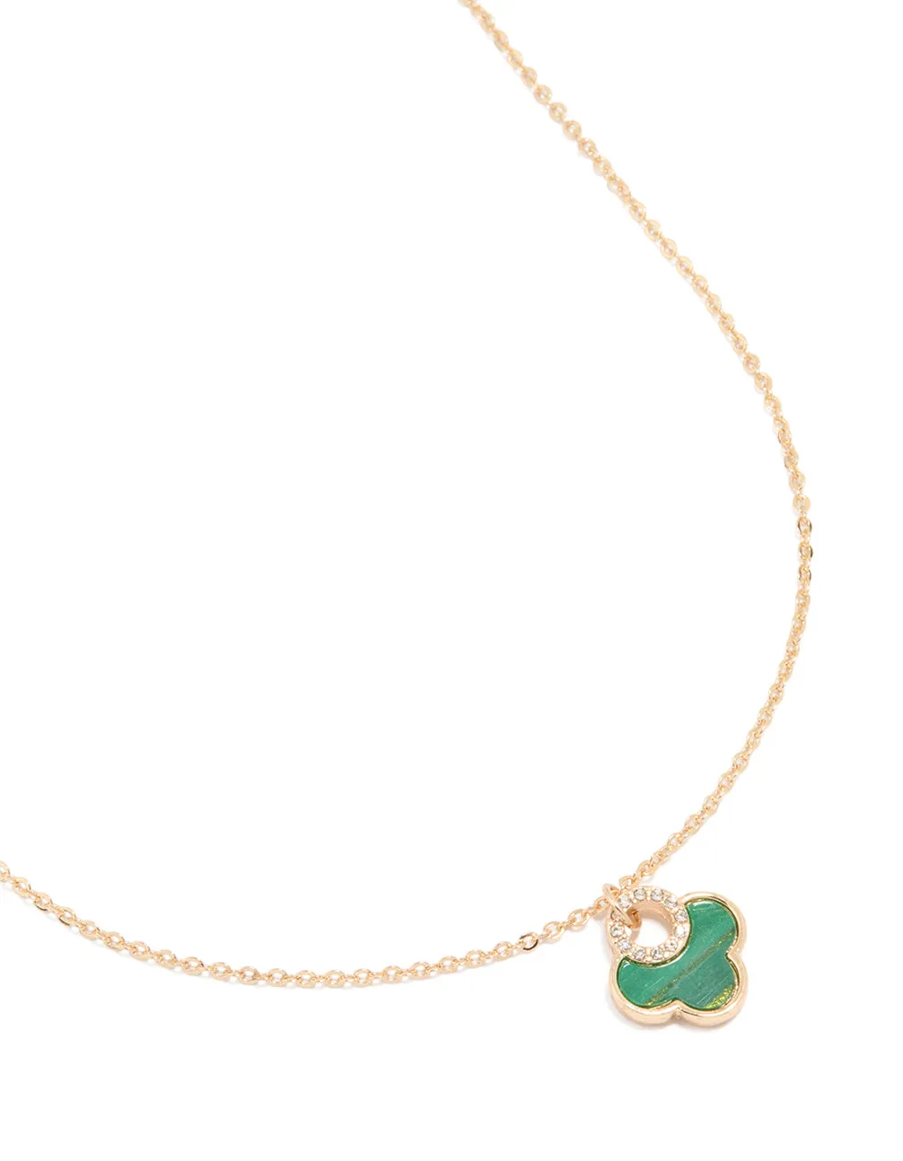 Gold Lovely Green Flower Petal Necklace sold by lovisa