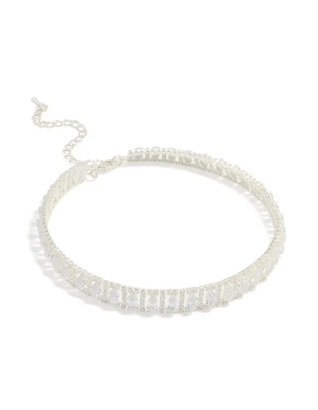 Silver Cubic Zirconia Choker Necklace sold by lovisa