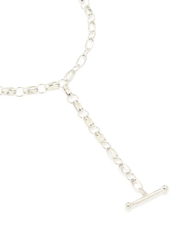 Silver Chain T-Bar Y-Necklace sold by lovisa