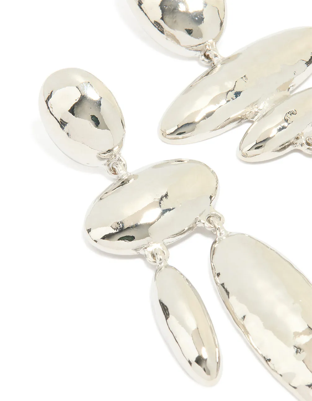 Silver Matte Hammered Oval Drop Earrings sold by lovisa product image thumbnail 2