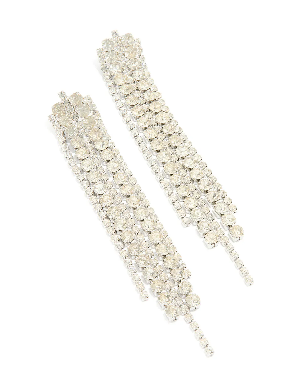 Silver Diamante Cup Chain Mixed Length Drop Earrings sold by lovisa