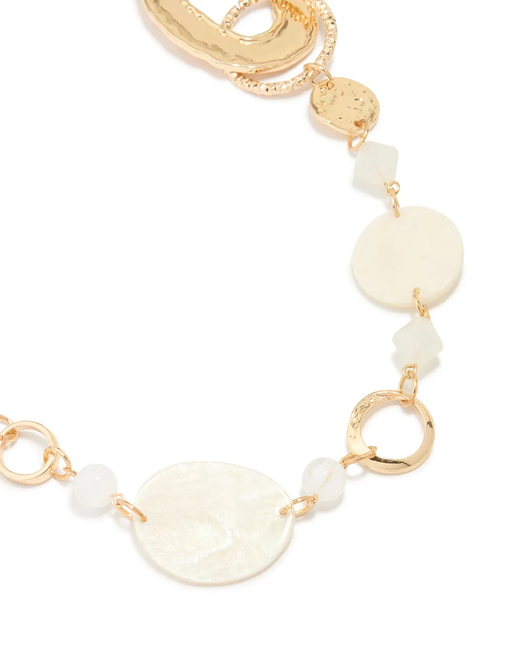 Gold Pearl Molten Link Disc Necklace sold by lovisa