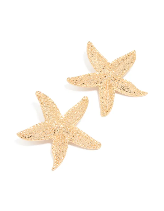 Gold Starfish Stud Earrings sold by lovisa