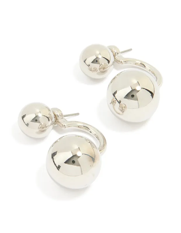 Silver Double Ball Jacket Earrings sold by lovisa