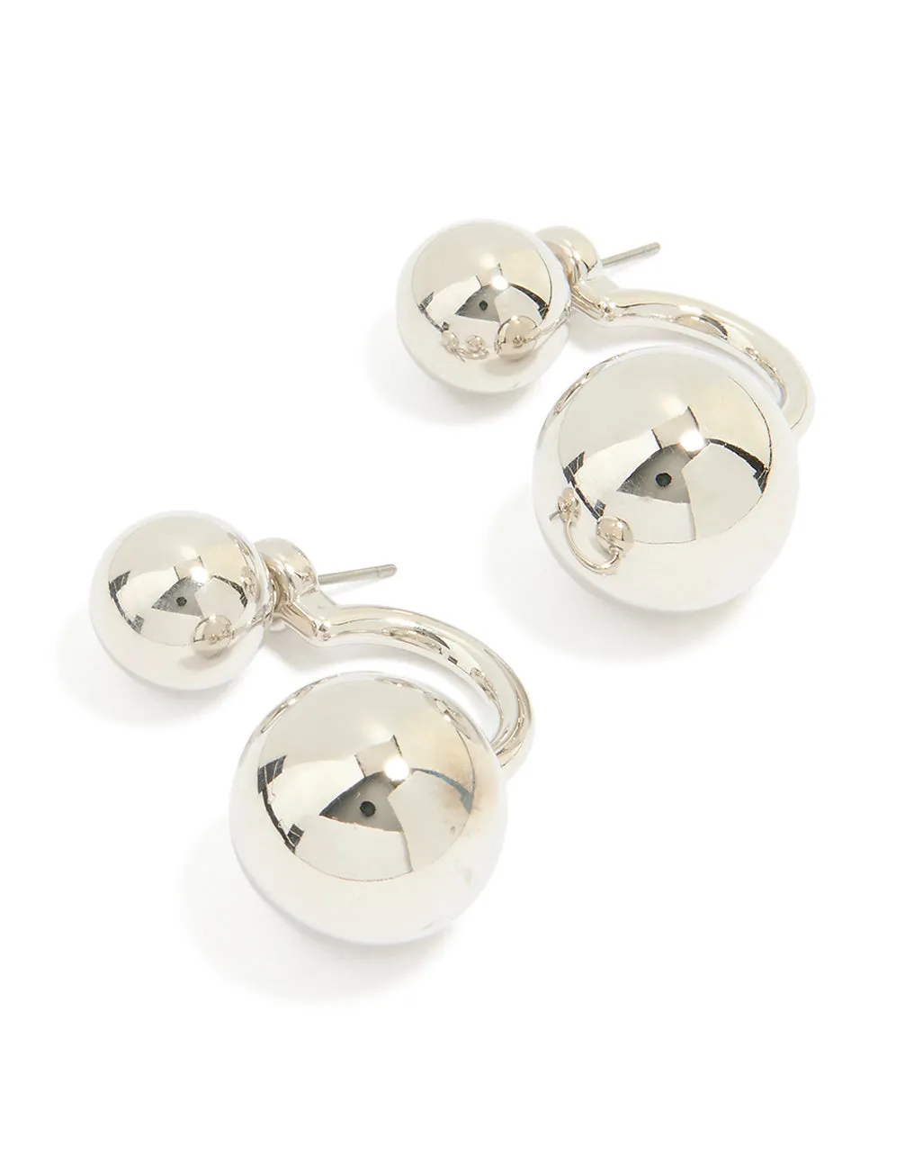 Silver Double Ball Jacket Earrings sold by lovisa