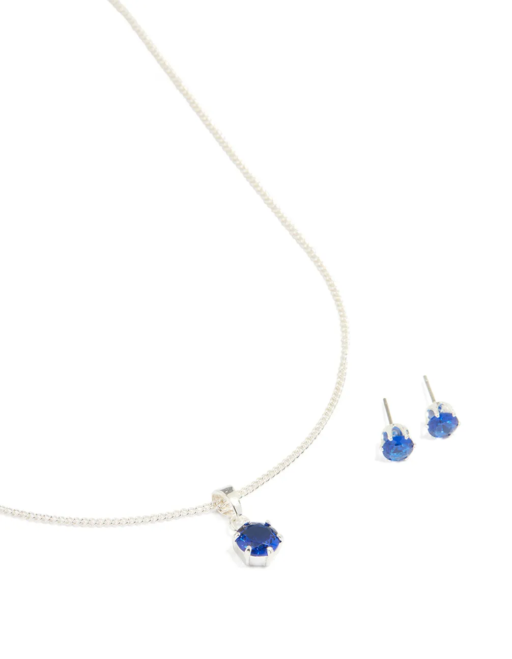 Silver Plated Blue Cubic Zirconia Necklace & Earrings Set sold by lovisa