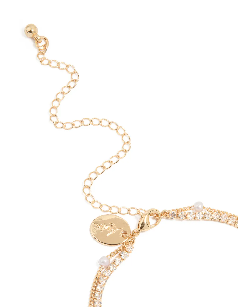 Gold Cubic Zirconia Pearl Toggle Bracelet sold by lovisa product image thumbnail 3