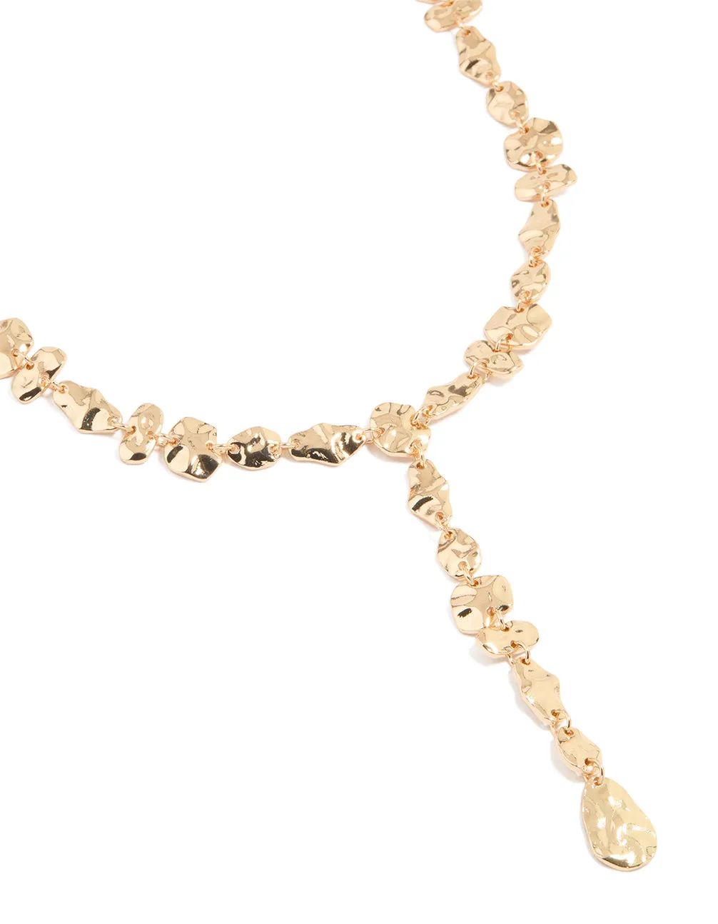 Gold Flat Organic Shape Lariat Necklace sold by lovisa