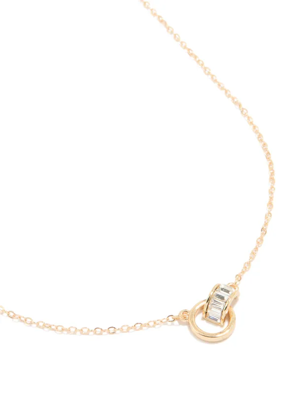 Gold Diamante Circle Pendant Necklace sold by lovisa