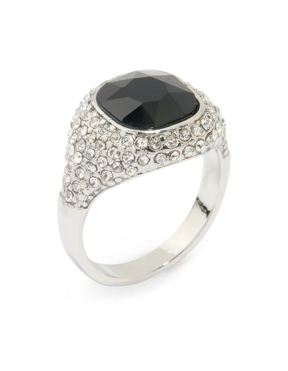 Silver Black Rhinestone Square Ring sold by lovisa product image thumbnail 2