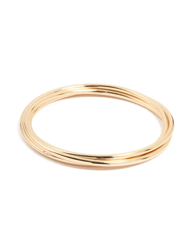 Gold Classic Multi-Width Bangles 3-Pack sold by lovisa