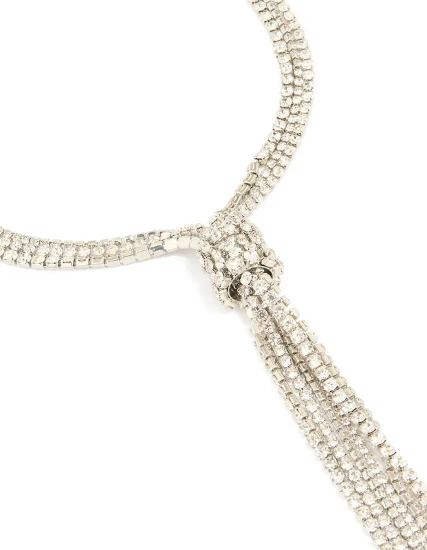 Silver Diamante Cup Chain Toggle Detail Necklace sold by lovisa