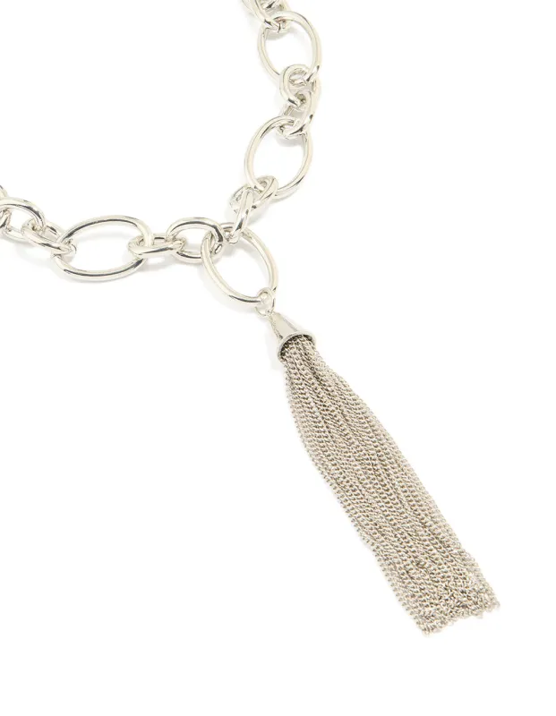 Silver Chain Fringe Drop Necklace sold by lovisa