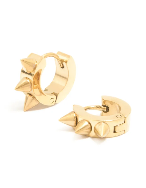 Gold Plated Surgical Steel Pointed Spikey Clicker Earrings sold by lovisa