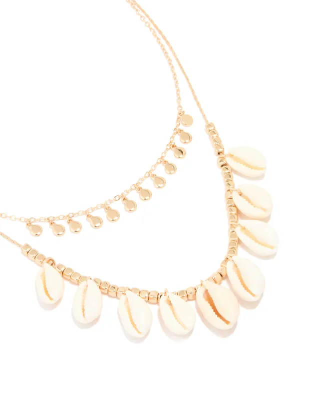Gold Genuine Cowry Shell Dainty Layered Necklace sold by lovisa