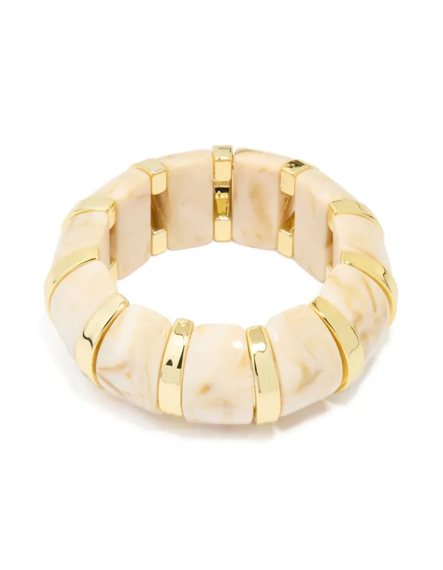 Gold White Acrylic Bangle sold by lovisa