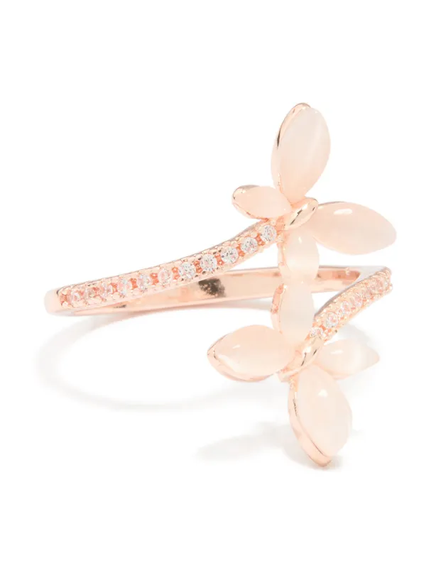 Rose Gold Cubic Zirconia Open Butterfly Ring sold by lovisa